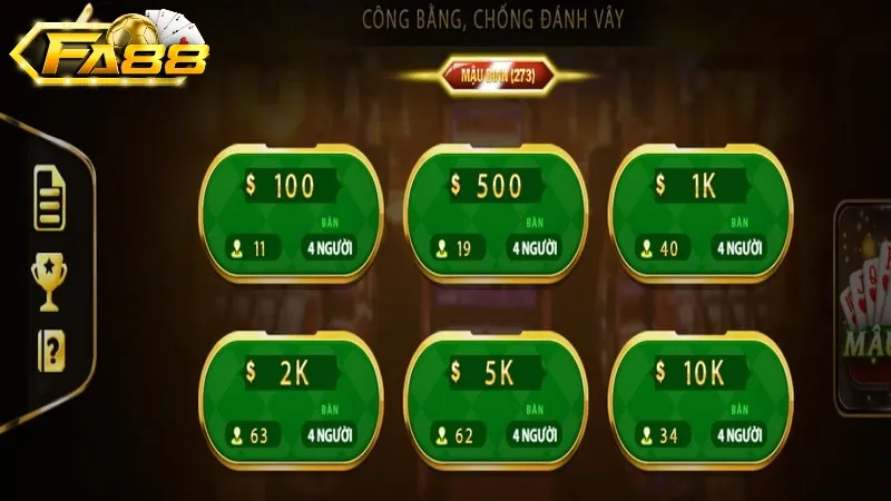 Game Bài FA88 - Sòng Bài Trực Tuyến Đánh Đâu Thắng Đó Mậu Binh tại game bài FA88 được thiết kế với giao diện bắt mắt