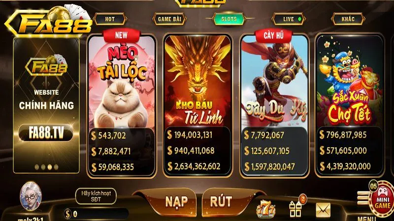 Nổ Hũ Fa88 - Quay Slots Dễ Dàng Nhận Ngàn Jackpot Nổ hũ FA88 nổi bật với nhiều game hot